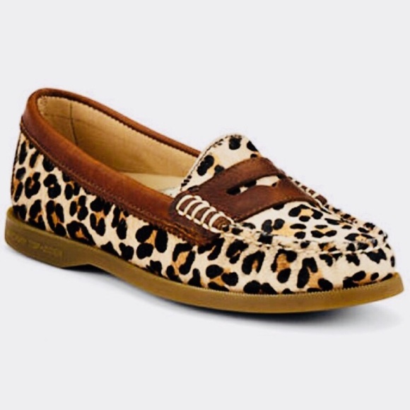 leopard sperry loafers